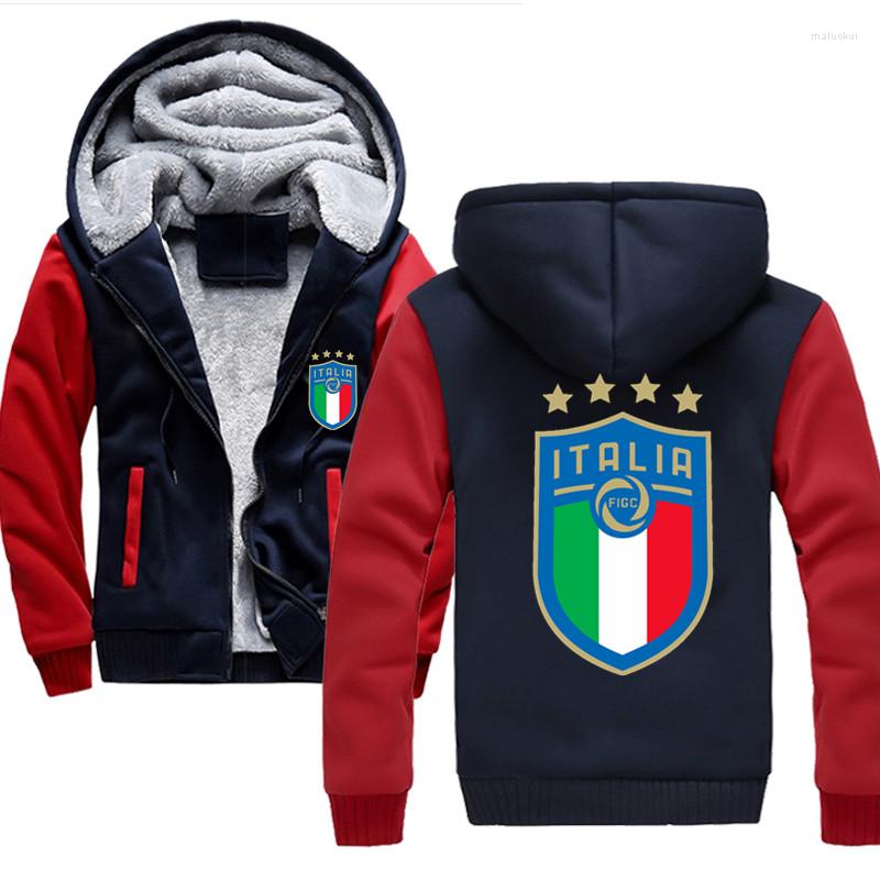 

Men's Hoodies Italia FIGC Acrylic Block Winter Plus Size Men's Male Casual Fleece Thick Sweatshirts Cashmere, Black