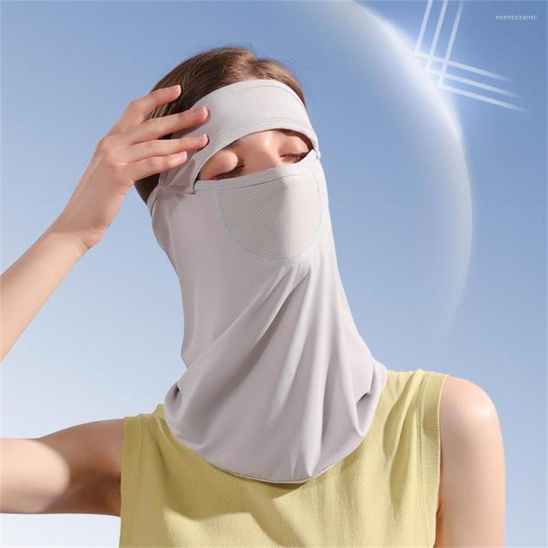 

Bandanas Outdoor Sunscreen Face Mask Silk Breathable Anti Uv Head Scarf Motorcycle Summer Cycling Cover Dustproof And Windproof