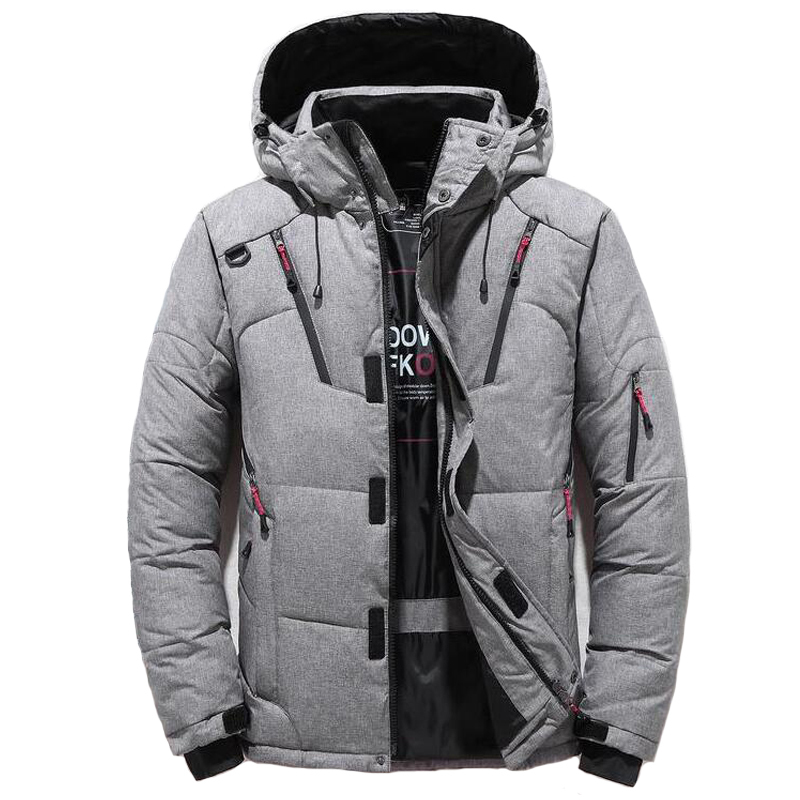 

Men's Down Parkas Men Outwear Windbreaker Hooded White Duck Down Coats Mens Fashion Snow Thick Thermal Parka 4XL 221010, Black