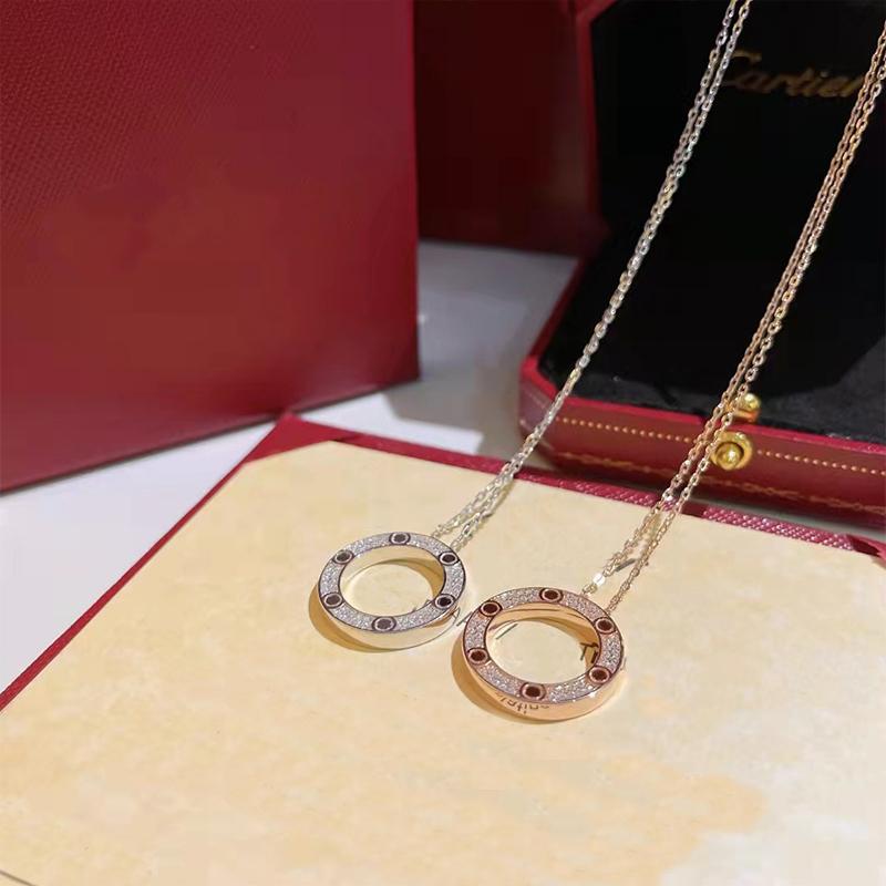 

Luxury chain designer Full Diamond Pendant Necklace Fashion 18K Gold 3 Color Womens Love Necklaces 316L Stainless Steel Jewelry chains