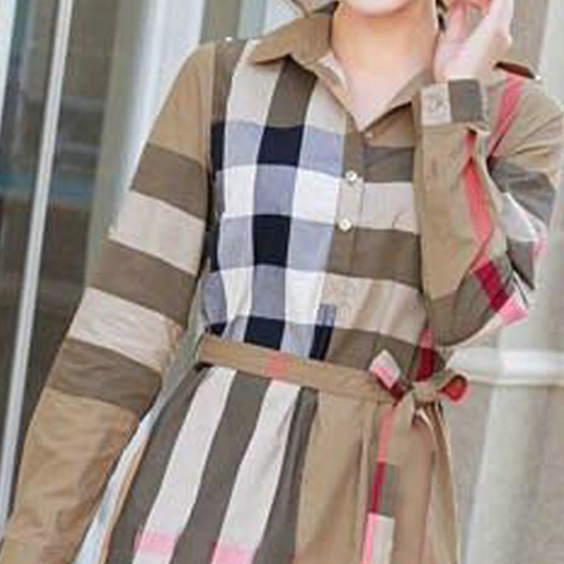 

Designer Brand women's Dress plaid skirt fashion casuals wear Casual Dresses Long sleeve Luxurys Fit Clothing dresses women sweaters Joker T-shirt Europe America S-XL, Khaki