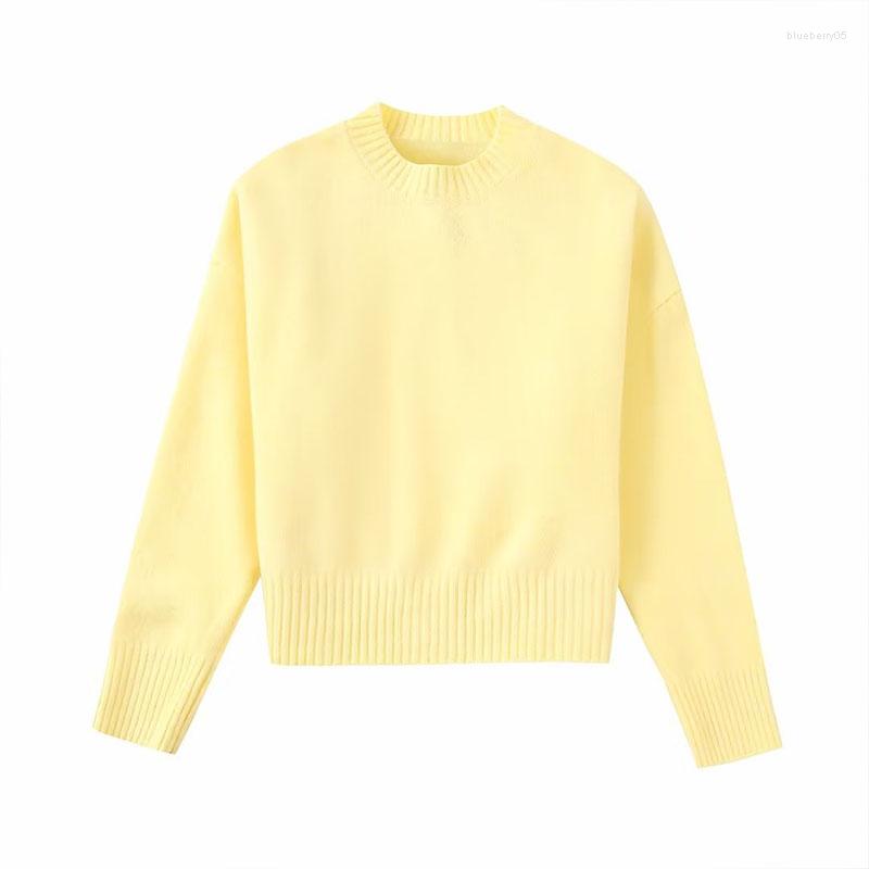 

Women' Sweaters ZATRHMBM 2022 Fashion Y2k Streetwear Super Soft-Touch Knitted Yellow Sweater Vintage Long Sleeves Female Pullover Chic Tops