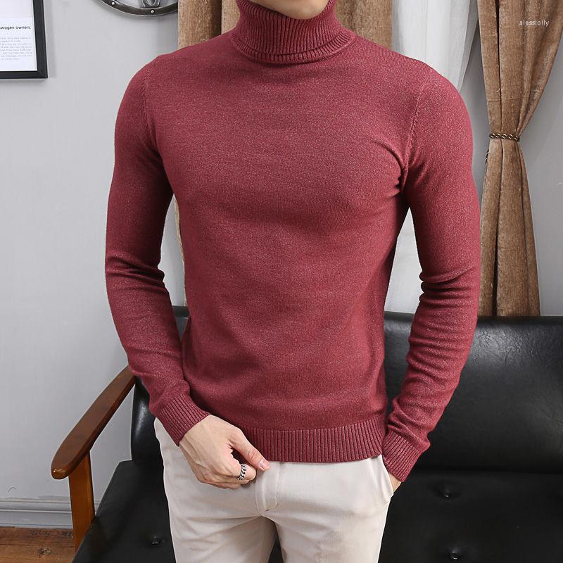 

Men's Sweaters Korean Style Men's Knitted Turtleneck Solid, Light blue