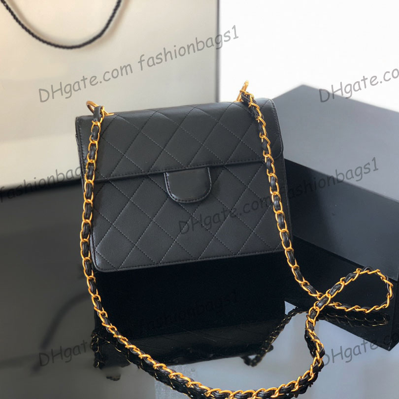 

Womens Vintage Calfskin Underarm Bags Classic C Aged Gold Chain Leather Strap Shoulder Messenger Handbags Cosmetic Large Capxcity Outdoor Sacoche 23X18X10CM, Box