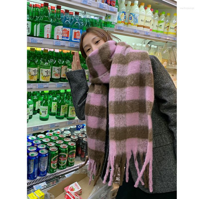 

Scarves Autumn Winter Women Thicken Plaid Scarf Warm Tassel Long Wide Shawl Fashion Accessary 2022
