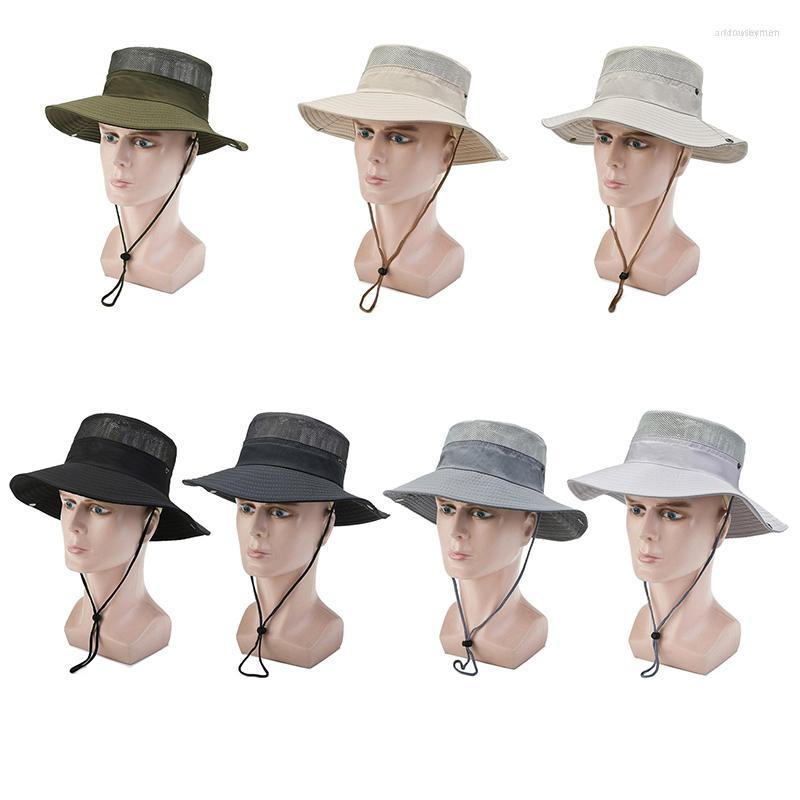 

Berets Sun Protection Bucket Hat Unisex Boonie Fisherman Wide Brim Outdoor Hiking Hunting Fishing, Ht10740dg