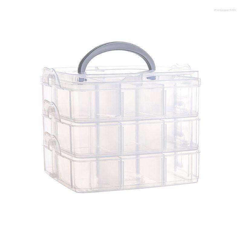 

Jewelry Pouches Transparent Portable Large Organizer Removable Grids Storage Rings Necklaces Box Container Case Display LXAE