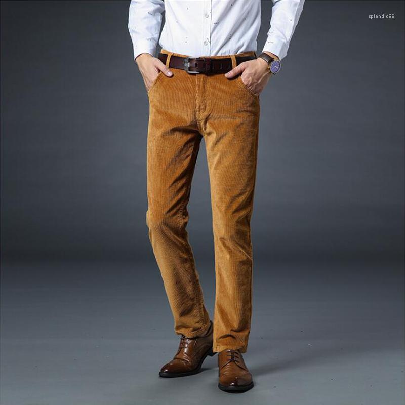 

Men's Pants Autumn Winter Fashion Men Jeans Slim Fit Thick Warm Corduroy Fleece Trousers Male Casual Business Style Long, Black