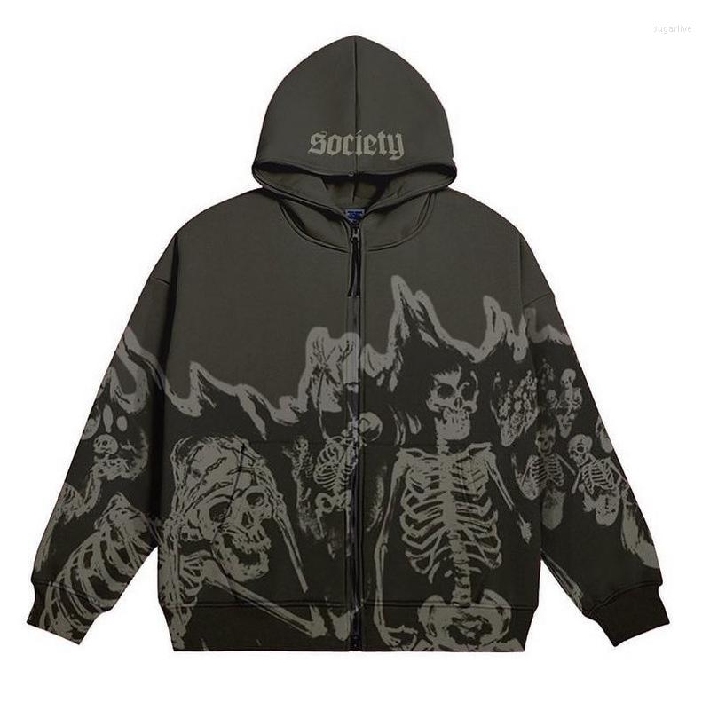 

Men's Hoodies Men Skull Print Vintage Hooded Zip Up Sweatshirt Gothic Top High Street Harajuku Streetwear Oversized Jacket Coat Hoodie, Ea00513-blue
