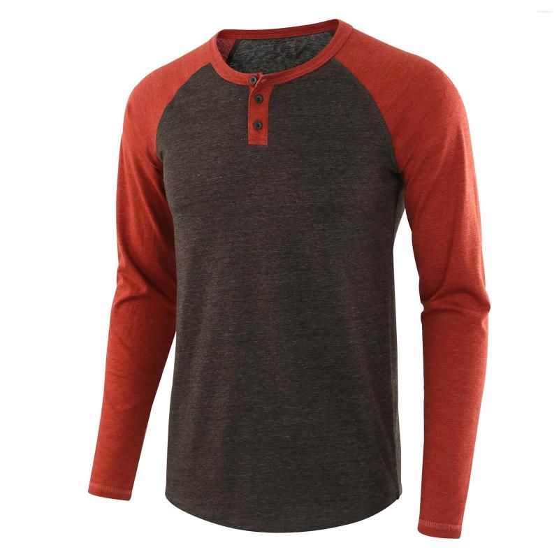 

Men's T Shirts Feitong Long Sleeve Shirt Men Spring Summer Casual Slim O Neck Patchwork Top Buttons Man Tee Tops, Black