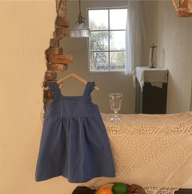 

Girl Dresses 2022 Korea Style Girls Dress Fashion Cotton Spring 2-7 Years KL13, Blue