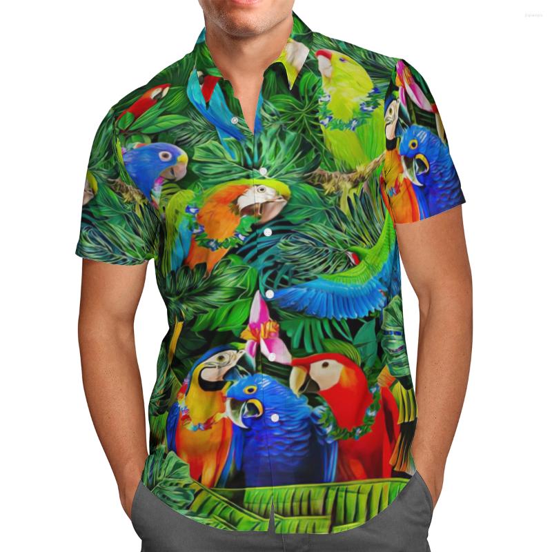 

Men's Casual Shirts Beautiful Parrot 3D Print Summer Breathable Art Hawaii Beach Mens Streetwear Short Sleeve 5XL Button Up Tops, Hawaiian shirt 08