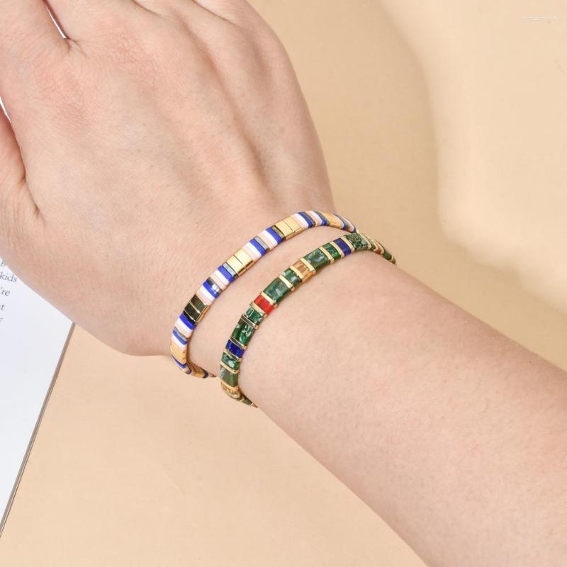 

Charm Bracelets Handmade Beaded Bracelet For Women Fashion Jewelry Beads Bohemian Stretch Tila Summer Beach Pulsera Femme
