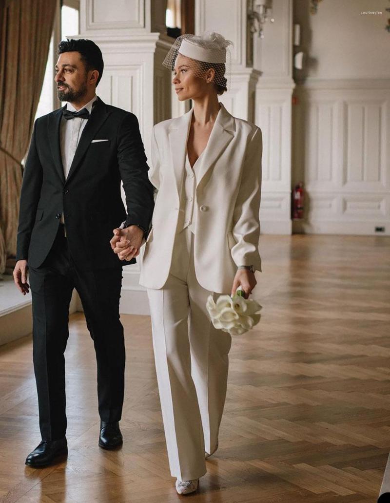 

Women's Two Piece Pants White 3 Pieces Modern Women Suits Blazer Vest Satin Slim Fit Formal Work Wear Mother Of The Bride Tailored, Purple