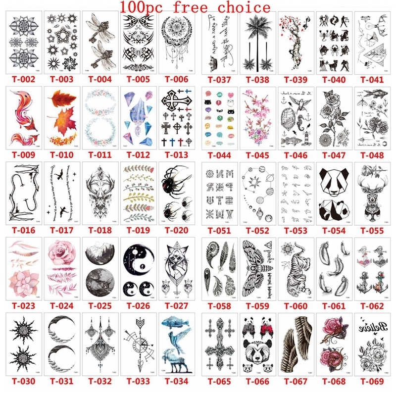 

Temporary Tattoos 100 Piece Waterproof Stickers Set Small Fresh Animal Flowers Men and Women Wholesale Art Fake Arm 221010