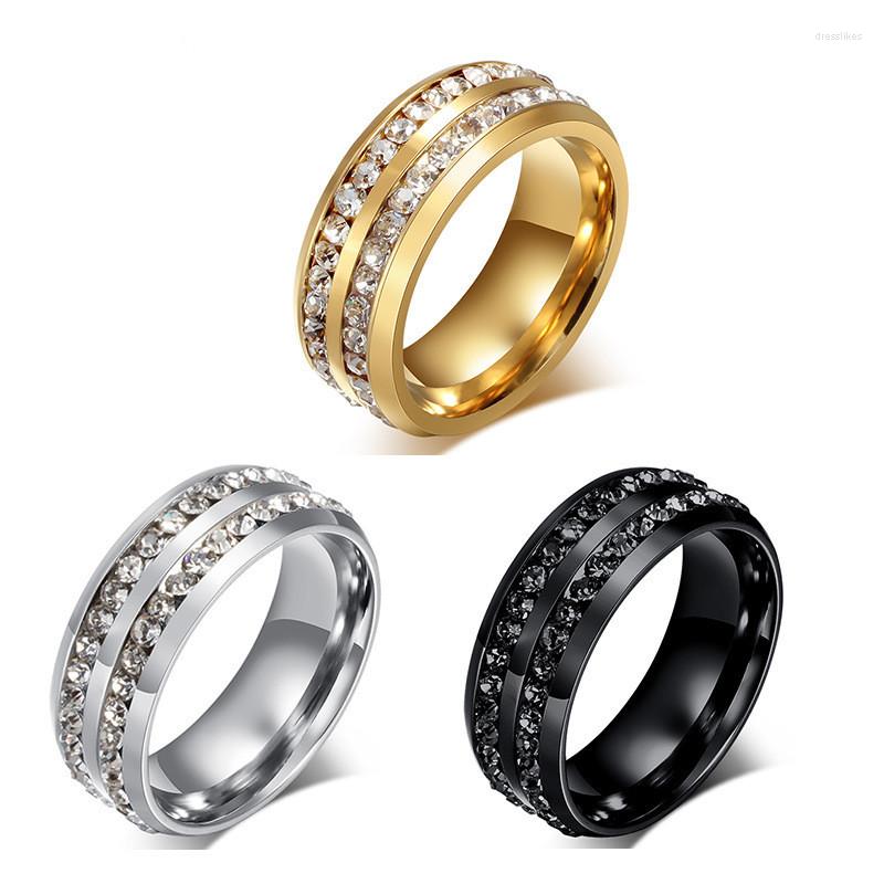 

Wedding Rings Double Row Stainless Steel Ring Female Male Inlaid Zircon Titanium Gypsophila 2022 Trend