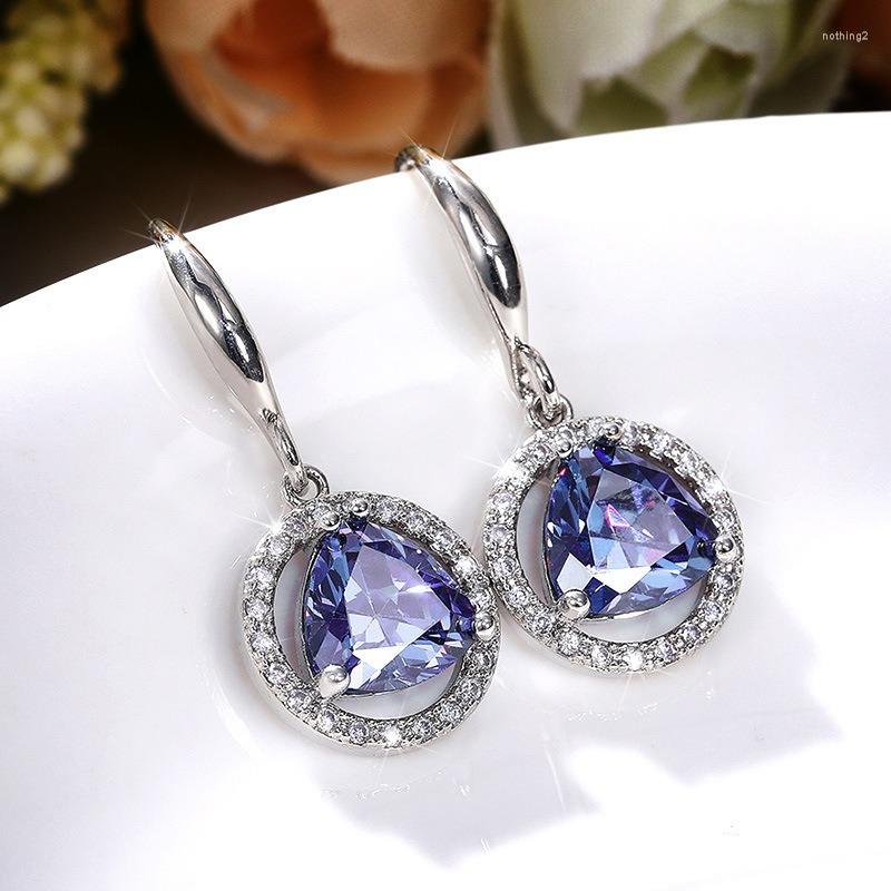

Stud Earrings Selling Simple Mysterious Purple Zircon Girl Birthday Gift Banquet Bride Proposal Engagement