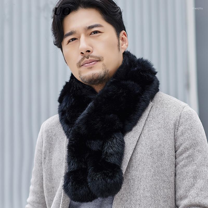 

Scarves Men's Real Whole Fur Scarf Winter Warm Shawl Pom Poms Black
