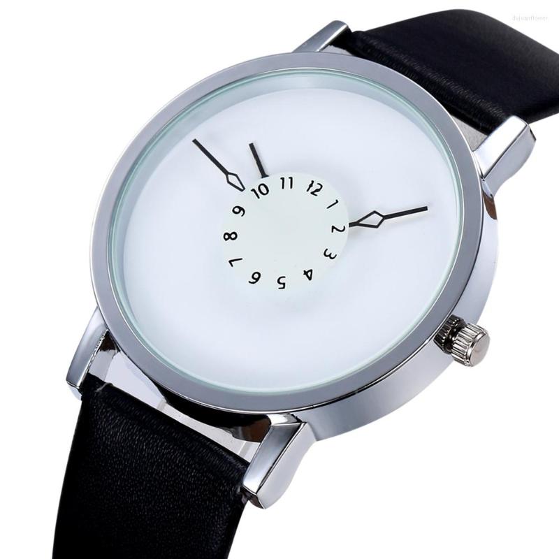 

Wristwatches Creative Pointer Watches For Men Women Quartz Wristwatch Leather Watchband Fashion Casual Sports Mans Watch Clock Reloj Hombre, Black