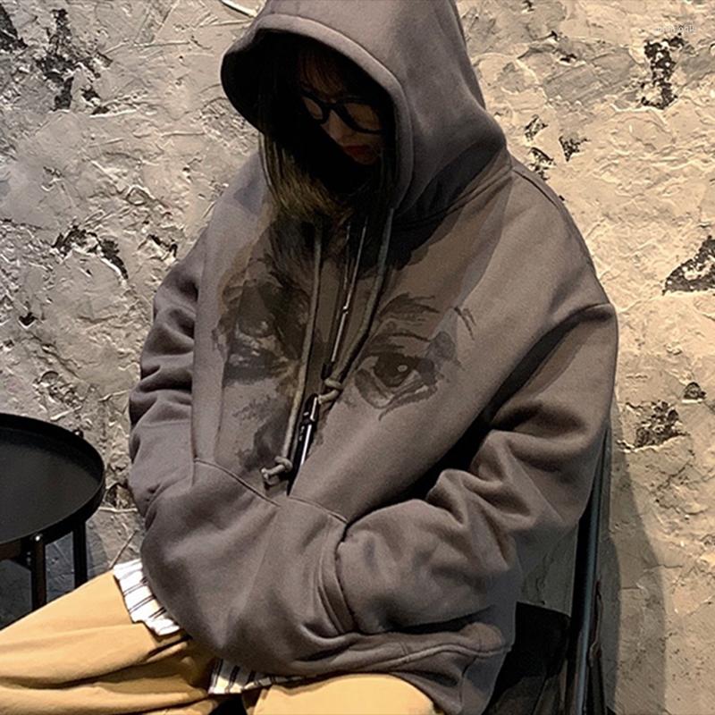 

Men's Hoodies Men's Clothing Hoodie Human Face Print Pullovers Sweatshirts Graphic Tops Dark Gray Hip Hop Oversized Sweat Unisex Grunge, Brown