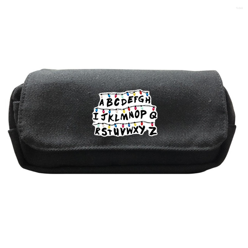 

Wallets TV Stranger Things Pencil Bag Printing Canvas Student Double-zipped Stationery Case Make-up Coin Purse, 18
