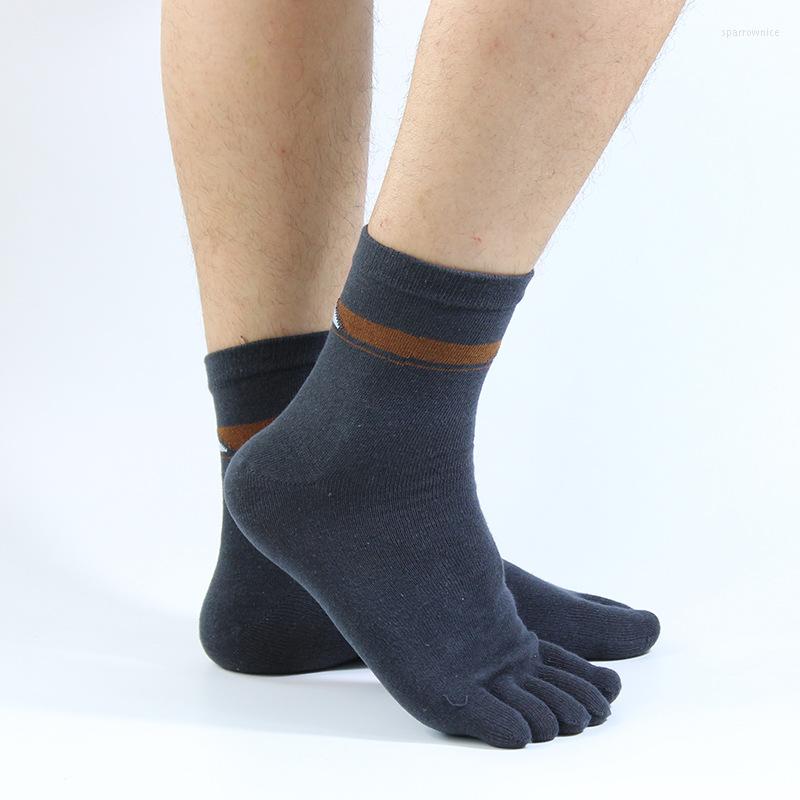 

Men's Socks 5 Pairs Male Cotton Toe Striped Men's Five Finger Dress Crew, Black
