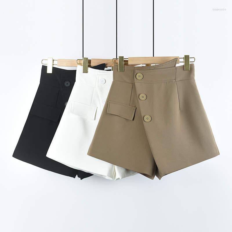 

Women' Shorts Women' Irregular Suit Women Autumn Winter Fashion High Waist Wide Leg Ladies With Lining Office White Black C7725, Khaki shorts