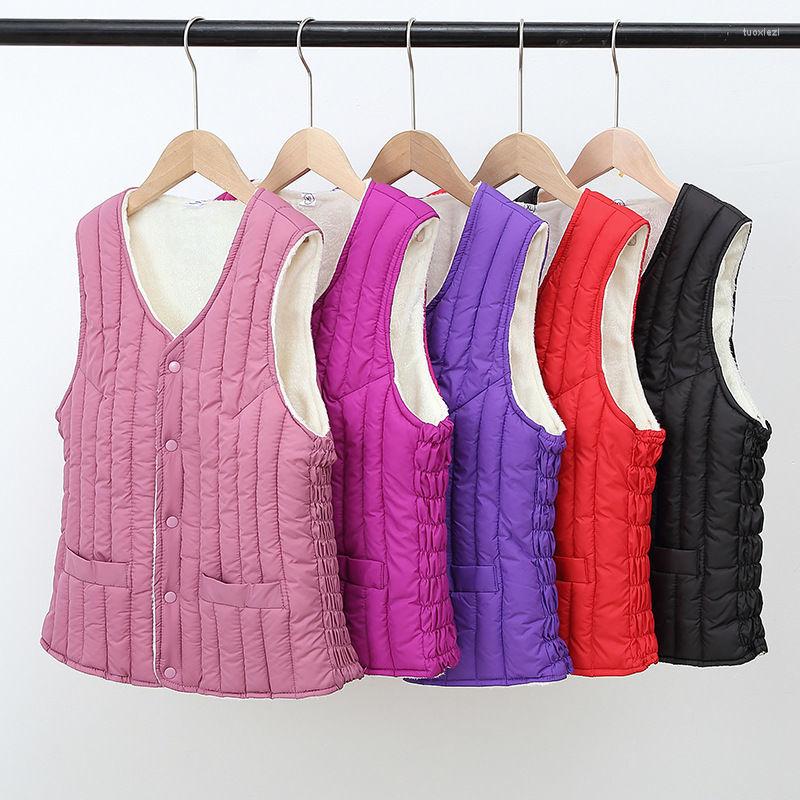 

Women's Vests Woman Jacket Vest Autumn Winter Middle Old Women's Down Cotton Liner Chaleco Mujer, Black