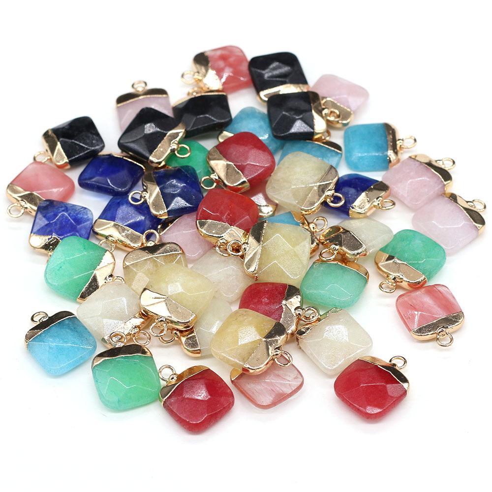 

Charms Delicate Natural Stone Charms Square Rose Quartz Lapis Lazi Turquoise Opal Pendant Diy For Bracelet Necklace Earrings Jewelry Dhmwt