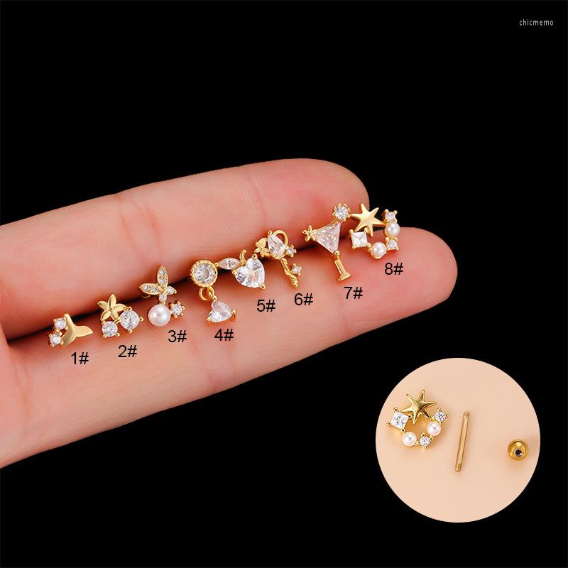 

Stud Earrings 1Piece Stainless Steel For Women 2022 Trend Jewelry Mini Zircon Ear Cuff Piercing Teens