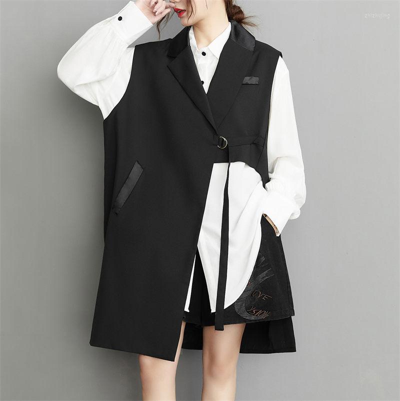 

Women's Vests Suit Vest Women's 2022 Spring And Summer Irregular Design Fashion Sleeveless Waistcoat Jacket Trendy Short Coat H1569, Black