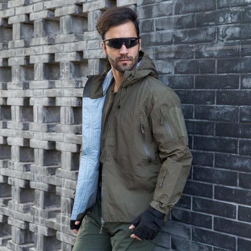 

Men' Jackets Man Outdoor Hoodie Hard Shell Hiking Camping Military Tactical Sports Coat Multi-pocket Rip-stop Windbreaker, Black