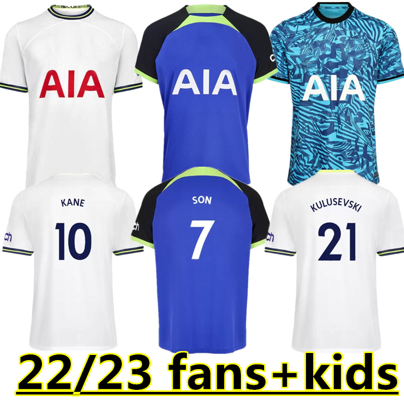 

KANE SON 22 23 RICHARLISON Soccer Jersey KULUSEVSKI HOJBJERG SPENCE PERISIC DIER 2022 2023 LUCAS ROMERO Tottenham Football kit shirt SPURS Third tops Men kids sets 66, Blue