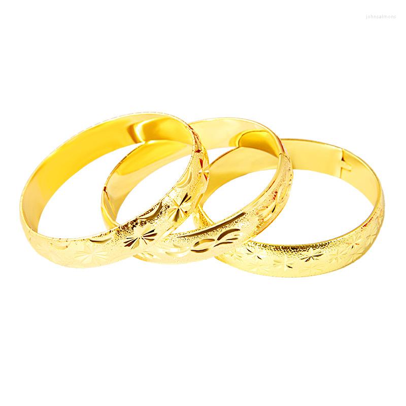 

Bangle Star Carved Yellow Gold Filled Dubai Bridal Wedding Women Bracelet Gift 60cm