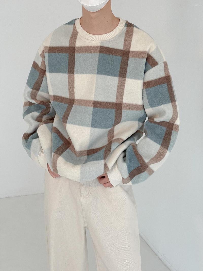 

Men's Hoodies 2022 Arrived Plaid Sweatshirt Men Style Hip Hop Street Casual Long-Sleeved Fashion Oversize Loose Plus Pullovers E97, Blue