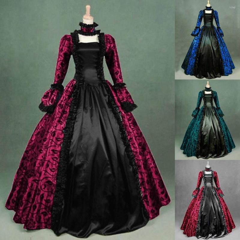 

Casual Dresses Medieval Women Fashion Gothic Victorian Maxi Dress Vintage Lace-up Floor Length Lace Stylish Cosplay Ball Gowns, Hot pink