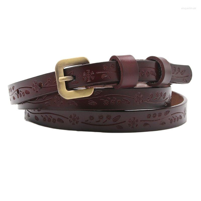 

Belts Second Layer Cowhide Versatile Fashion Printed Waistband Women's Belt, Black