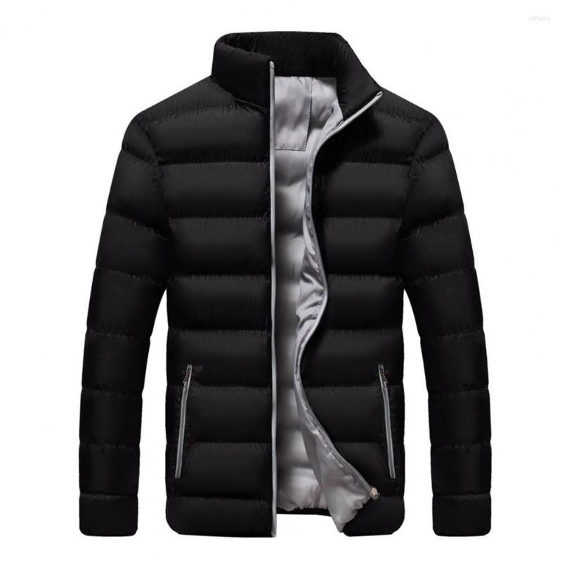 

Men's Jackets Men's Stand Collar Winter Coat Cotton Thickened Warm Parkas Solid Color For Men Fashion Coats Chaquetas, Black