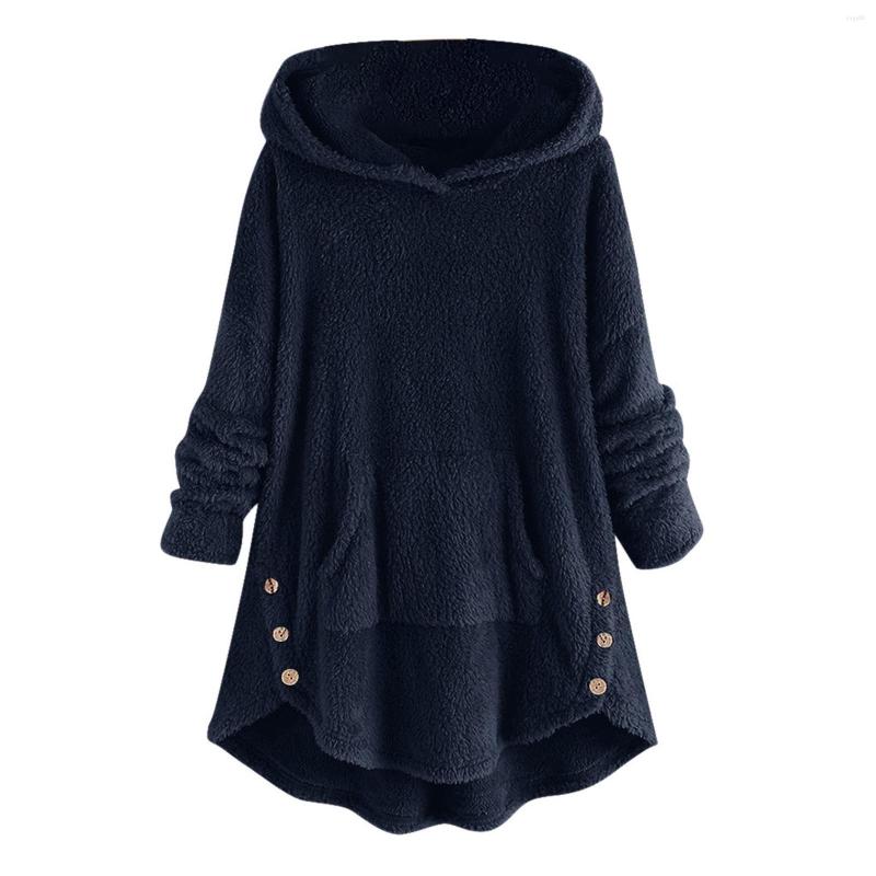 

Women's Vests 40#Winter Warm Sweaters Plus Size 5XL Women Hooded Plush Fleece Asymmetrical Button Hem Batik Top Elegant Pullover Basic Tops, Brown