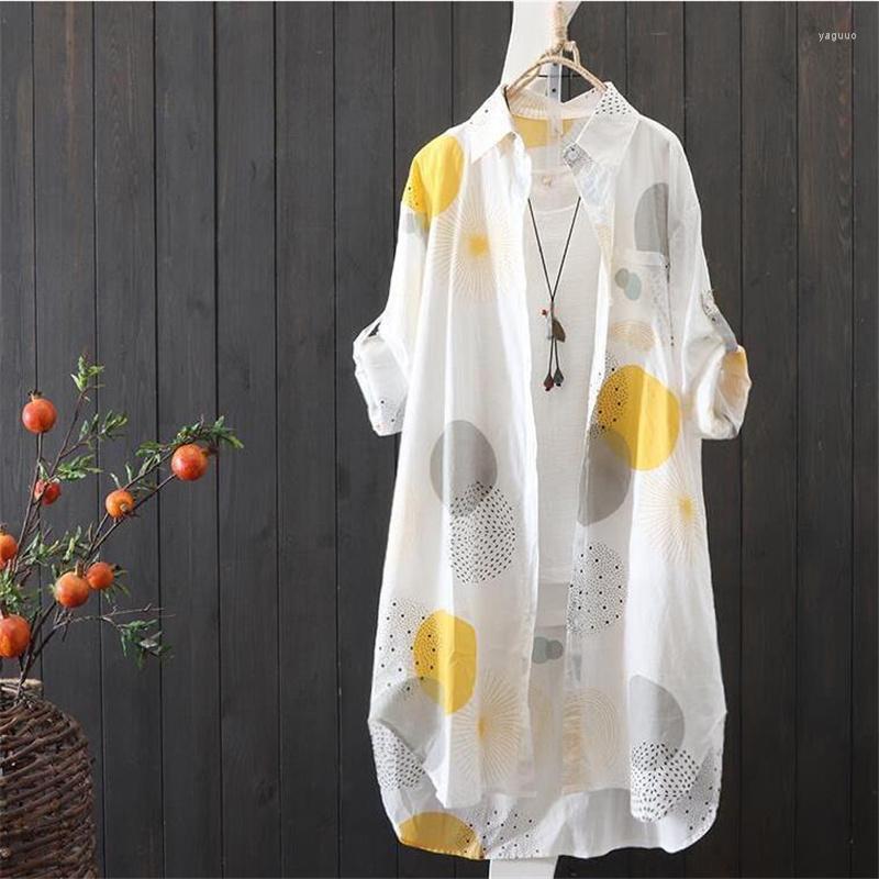 

Women's Blouses Long Printed Shirts For Women Lapel Long-sleeved Sun Protection Shirt Loose Thin Tops Simplicity Casual Summer Feminine, Orange