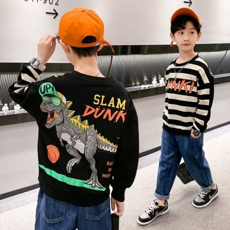 

Pullover 4 5 6 7 8 9 10 11 12 Years Teenage Boys Spring Winter Tops Long Sleeve Kid Stripe Dinosaur Outerwear Boy s Sweatshirt Outfit 221010, Autumn