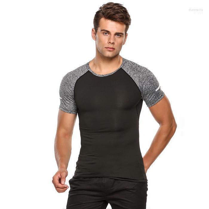 

Running Jerseys Men Raglan Short Sleeve Contrast Color Wicking Breathable Quick Dry T-Shirt1, Black