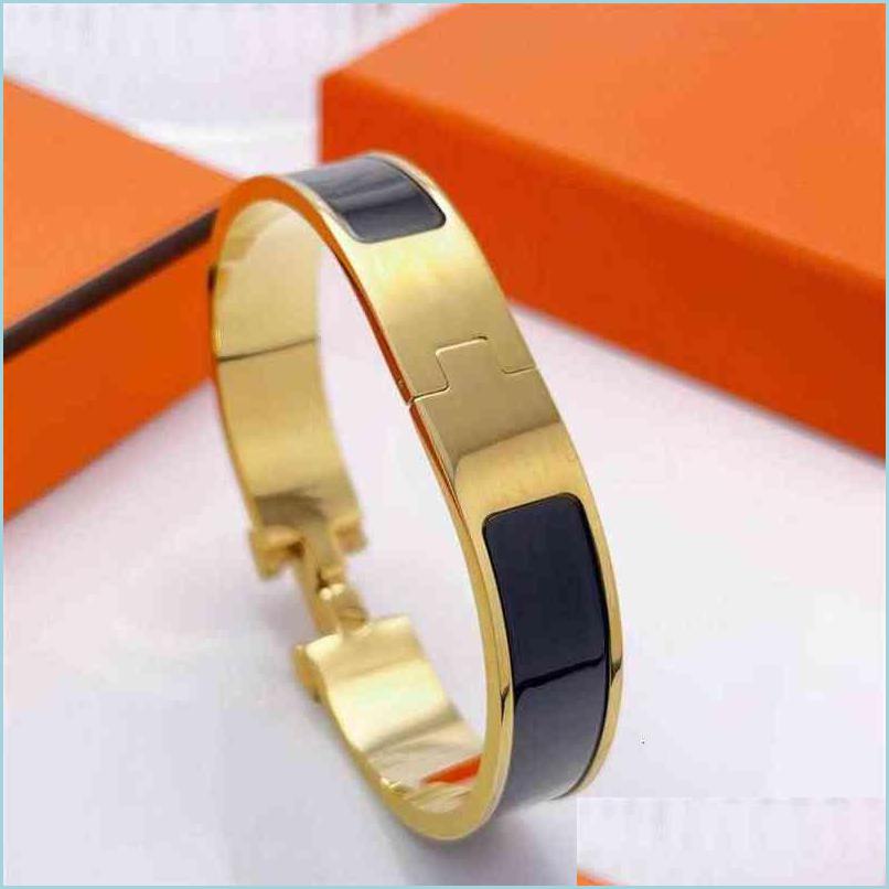 

Bangle Designer Gold Letter Enamel Bangle Bracelet Luxury Women Men Stainless Steel 12Mm Bracelets Jewelry With Orange Pou Fybestshop Otavl