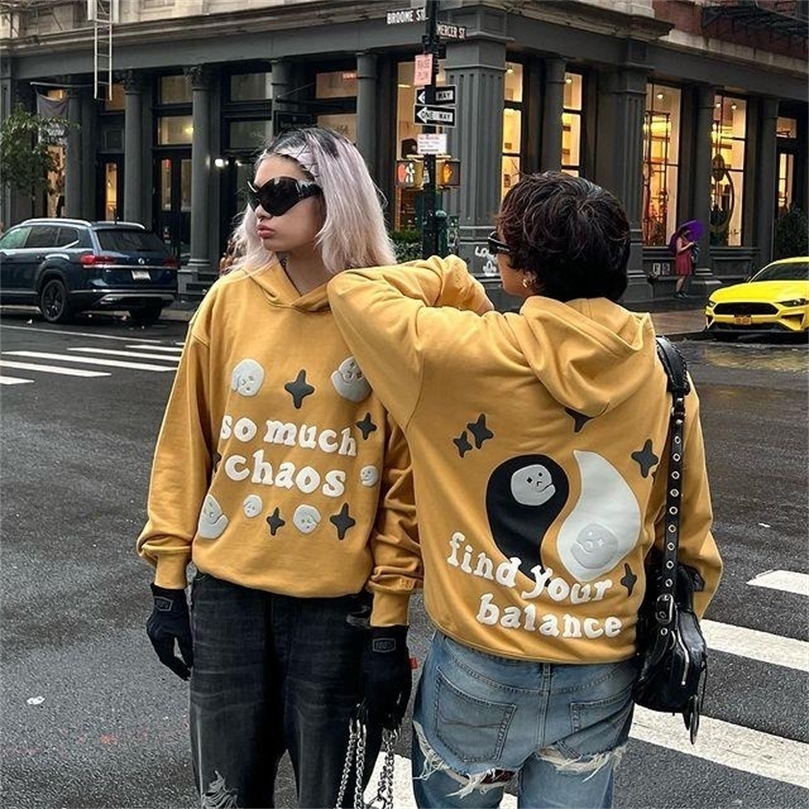 

Womens Hoodies Sweatshirts Y2K Harajuku American Retro Print Street Loose Hooded Sweater top Loose Autumn Trend oversized sweatshirt Couple Jacket 221010
