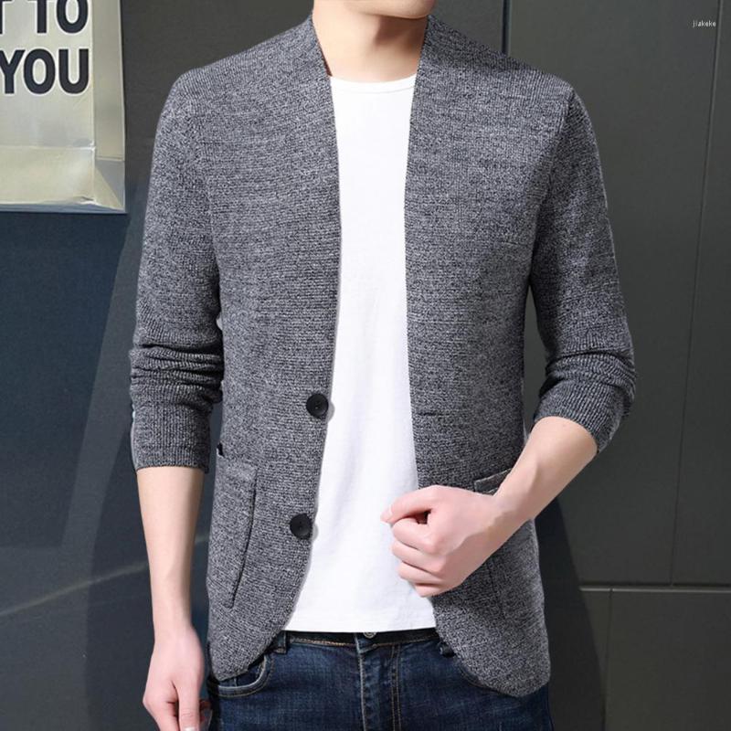 

Men's Sweaters Stand Collar Single-breasted Men Sweater Coat Solid Color Long Sleeves Warm Spring Anti-pilling Fall, Black