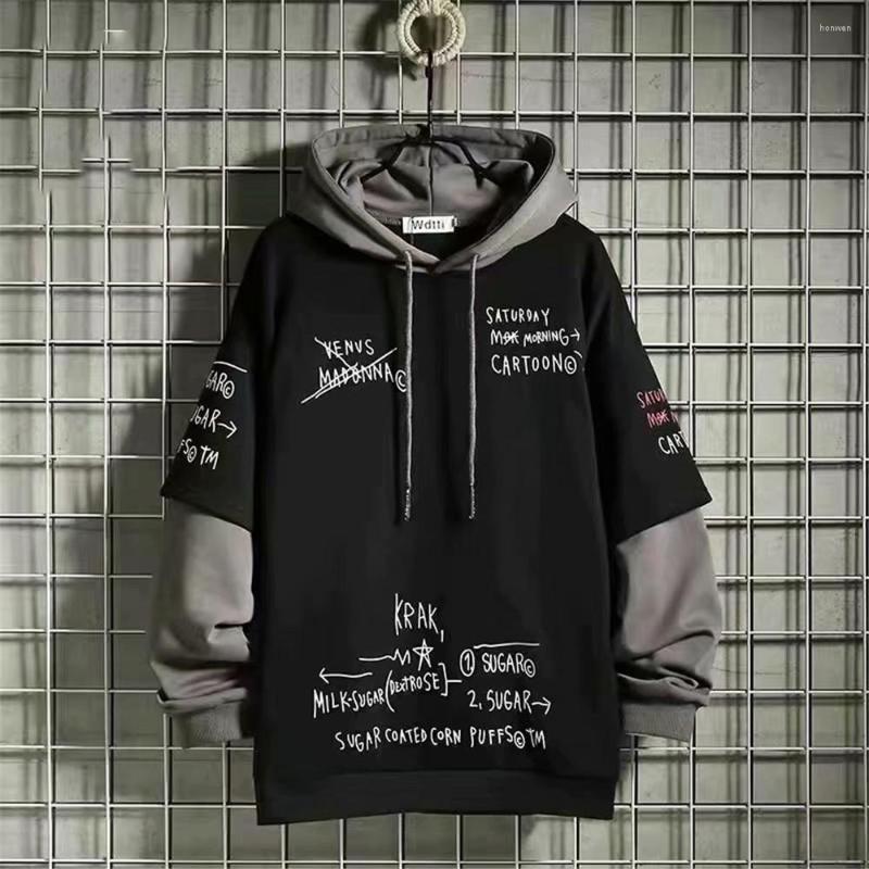 

Men's Hoodies Men's Japan Fashion Streetwear Graphic Sweatshirts Men Casual Harajuku Clothing Splicing Pullover Hoodie