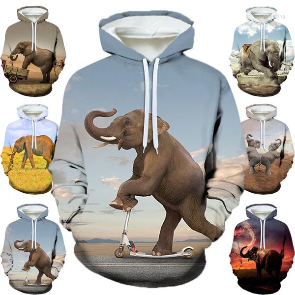 

Men's Hoodies Fashion Animal Elephant 3D Printing Hoodie Personality Fun Unisex Casual Harajuku Pullover Street Sweater, Orange