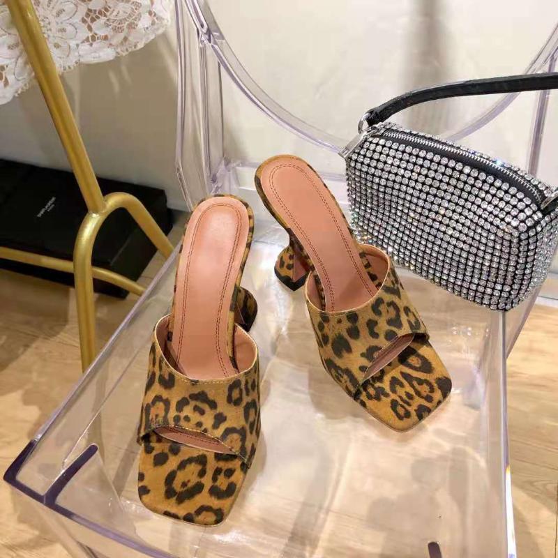 

AMINA MUADDI Sandals Season Shoes Lupita Leopard Print Satin Mules 95mm Sculptural Heels JJs Rdh mxX yZv, As pic