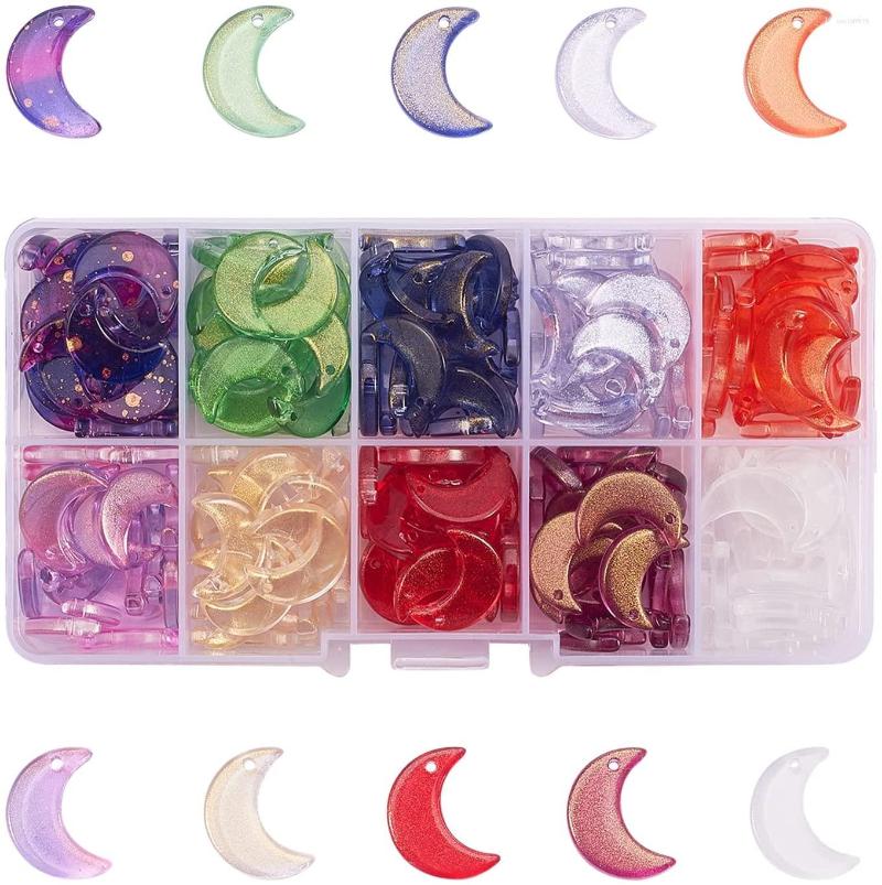 

Charms 200Pcs/Box 12x16mm Glittery Glass Crystal Crescent Moon Pendant Beads For DIY Making Earring Bracelet Necklace Jewelry