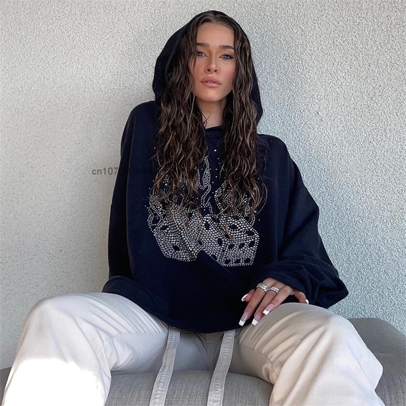 

Womens Hoodies Sweatshirts Autumn Fashion Loose Hoodies Women Gothic Streetwear Y2k Tops Girl Harajuku Punk Grunge Style Oversized Hood Sweatshirts 221010, Black